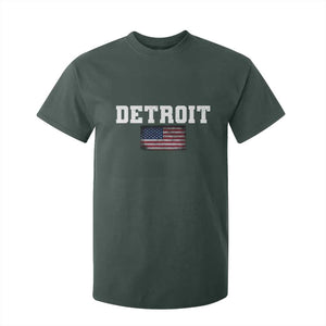 Classic Detroit T Shirt For Kid Retro Varsity Vintage Team Name USA Flag TS10 Dark Forest Green Print Your Wear