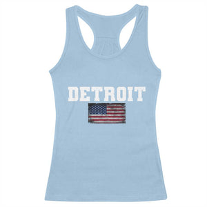 Classic Detroit Racerback Tank Top Retro Varsity Vintage Team Name USA Flag TS10 Light Blue Print Your Wear