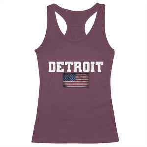 Classic Detroit Racerback Tank Top Retro Varsity Vintage Team Name USA Flag TS10 Maroon Print Your Wear