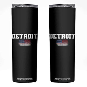 Classic Detroit Skinny Tumbler Retro Varsity Vintage Sports Team Name USA Flag TS10 Black Print Your Wear