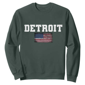 Classic Detroit Sweatshirt Retro Varsity Vintage Team Name USA Flag TS10 Dark Forest Green Print Your Wear
