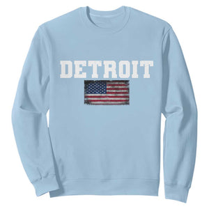 Classic Detroit Sweatshirt Retro Varsity Vintage Team Name USA Flag TS10 Light Blue Print Your Wear
