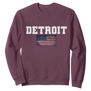 Classic Detroit Sweatshirt Retro Varsity Vintage Team Name USA Flag TS10 Maroon Print Your Wear