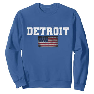 Classic Detroit Sweatshirt Retro Varsity Vintage Team Name USA Flag TS10 Royal Blue Print Your Wear