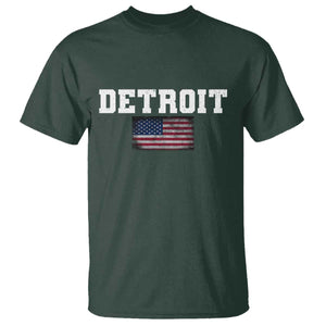 Classic Detroit T Shirt Retro Varsity Vintage Team Name USA Flag TS10 Dark Forest Green Print Your Wear