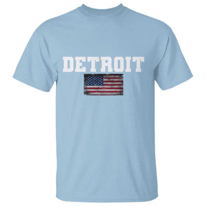 Classic Detroit T Shirt Retro Varsity Vintage Team Name USA Flag TS10 Light Blue Print Your Wear