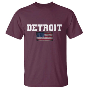 Classic Detroit T Shirt Retro Varsity Vintage Team Name USA Flag TS10 Maroon Print Your Wear