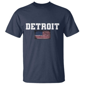 Classic Detroit T Shirt Retro Varsity Vintage Team Name USA Flag TS10 Navy Print Your Wear