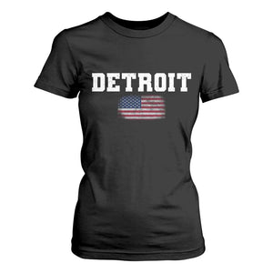 Classic Detroit T Shirt For Women Retro Varsity Vintage Team Name USA Flag TS10 Black Print Your Wear