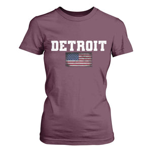 Classic Detroit T Shirt For Women Retro Varsity Vintage Team Name USA Flag TS10 Maroon Print Your Wear