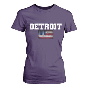 Classic Detroit T Shirt For Women Retro Varsity Vintage Team Name USA Flag TS10 Purple Print Your Wear