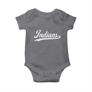 Retro Script Indians Baby Onesie Vintage Team Name TS10 Charcoal Print Your Wear