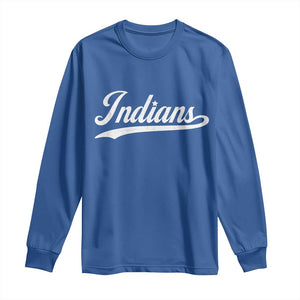 Retro Script Indians Long Sleeve Shirt Vintage Sports Team Name TS10 Royal Blue Print Your Wear
