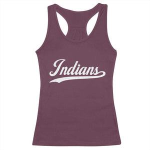 Retro Script Indians Racerback Tank Top Vintage Team Name TS10 Maroon Print Your Wear