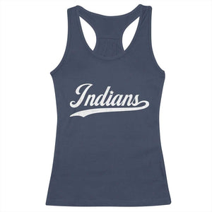 Retro Script Indians Racerback Tank Top Vintage Team Name TS10 Navy Print Your Wear