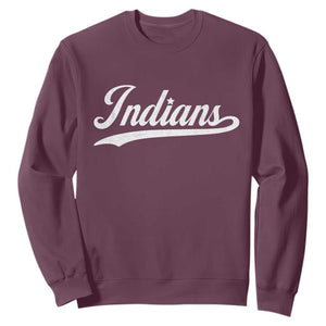 Retro Script Indians Sweatshirt Vintage Team Name TS10 Maroon Print Your Wear