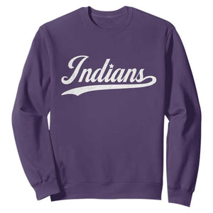 Retro Script Indians Sweatshirt Vintage Team Name TS10 Purple Print Your Wear