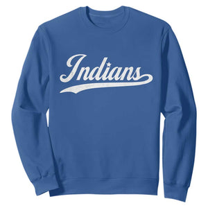 Retro Script Indians Sweatshirt Vintage Sports Team Name TS10 Royal Blue Print Your Wear