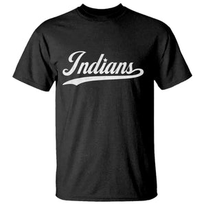 Retro Script Indians T Shirt Vintage Sports Team Name TS10 Black Print Your Wear