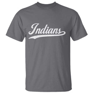 Retro Script Indians T Shirt Vintage Team Name TS10 Charcoal Print Your Wear