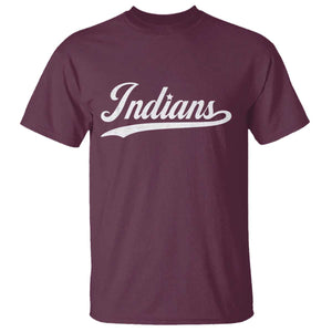Retro Script Indians T Shirt Vintage Team Name TS10 Maroon Print Your Wear