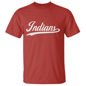 Retro Script Indians T Shirt Vintage Team Name TS10 Red Print Your Wear