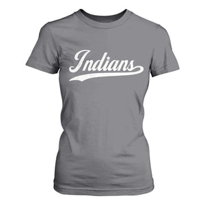 Retro Script Indians T Shirt For Women Vintage Team Name TS10 Charcoal Print Your Wear