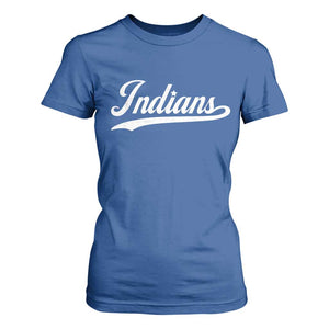 Retro Script Indians T Shirt For Women Vintage Team Name TS10 Royal Blue Print Your Wear