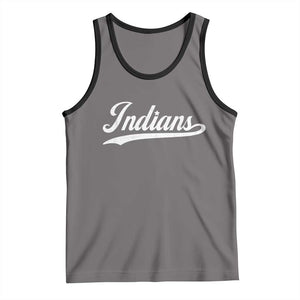 Retro Script Indians Tank Top Vintage Sports Team Name TS10 Deep Heather Black Print Your Wear