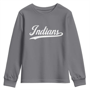 Retro Script Indians Youth Sweatshirt Vintage Sports Team Name TS10 Charcoal Print Your Wear