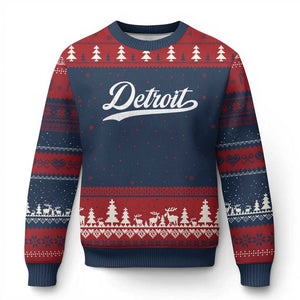 Retro Script DFL Ugly Christmas Sweater Vintage Sports Team Name LF TS10 Navy Red Print Your Wear