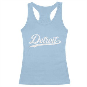Retro Script Detroit Racerback Tank Top Vintage Team Name TS10 Light Blue Print Your Wear