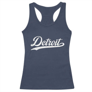 Retro Script Detroit Racerback Tank Top Vintage Team Name TS10 Navy Print Your Wear