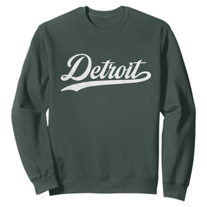 Retro Script Detroit Sweatshirt Vintage Team Name TS10 Dark Forest Green Print Your Wear