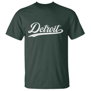 Retro Script Detroit T Shirt Vintage Team Name TS10 Dark Forest Green Print Your Wear