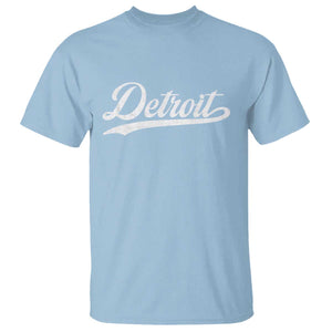 Retro Script Detroit T Shirt Vintage Team Name TS10 Light Blue Print Your Wear