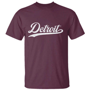 Retro Script Detroit T Shirt Vintage Team Name TS10 Maroon Print Your Wear