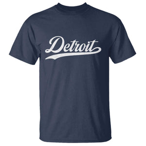 Retro Script Detroit T Shirt Vintage Team Name TS10 Navy Print Your Wear