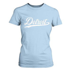 Retro Script Detroit T Shirt For Women Vintage Team Name TS10 Light Blue Print Your Wear