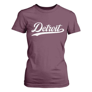 Retro Script Detroit T Shirt For Women Vintage Team Name TS10 Maroon Print Your Wear