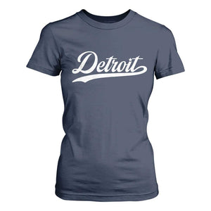 Retro Script Detroit T Shirt For Women Vintage Team Name TS10 Navy Print Your Wear