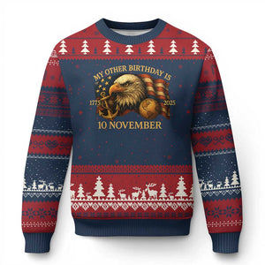 Veteran 250th Anniversary Ugly Christmas Sweater My Other Birthday Is 10 November 1775 TS10 Navy Red Print Your Wear