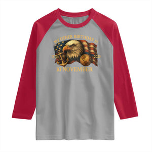 Veteran 250th Anniversary Raglan Shirt My Other Birthday Is 10 November 1775 TS10 Sport Gray Red Print Your Wear
