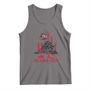 Marine Veteran 250th Anniversary Tank Top Retro Military Corps American Flag TS10 Deep Heather Print Your Wear