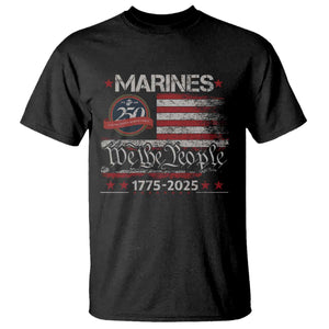 Marine Veteran 250th Anniversary T Shirt Retro Patriotic Military Gift American Flag TS10 Black Print Your Wear