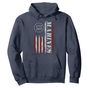 Marine 250th Anniversary Hoodie Retro Patriotic Military Veteran Gift American Flag TS10 Navy Print Your Wear