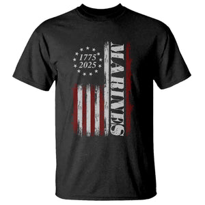 Marine 250th Anniversary T Shirt Retro Patriotic Military Veteran Gift American Flag TS10 Black Print Your Wear