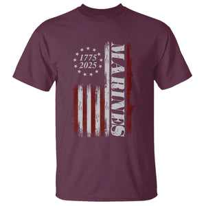 Marine 250th Anniversary T Shirt Retro Patriotic Military Veteran Gift American Flag TS10 Maroon Print Your Wear