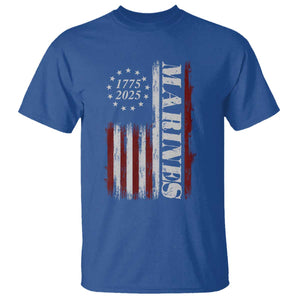 Marine 250th Anniversary T Shirt Retro Patriotic Military Veteran Gift American Flag TS10 Royal Blue Print Your Wear