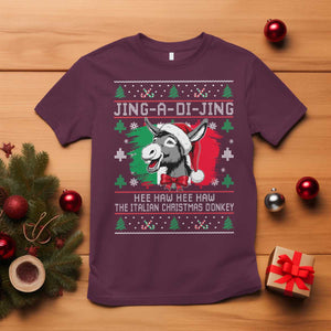 Italian Christmas Donkey T Shirt Jing a Di Jing Dominick the Ugly Christmas TS10 Maroon Print Your Wear